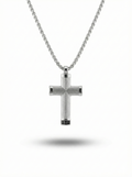 Catena con Croce in Argento 925 Rodiato con Zirconi Neri