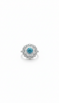 Anello Rosetta in Argento 925 con Zirconi Azzurri e Bianchi