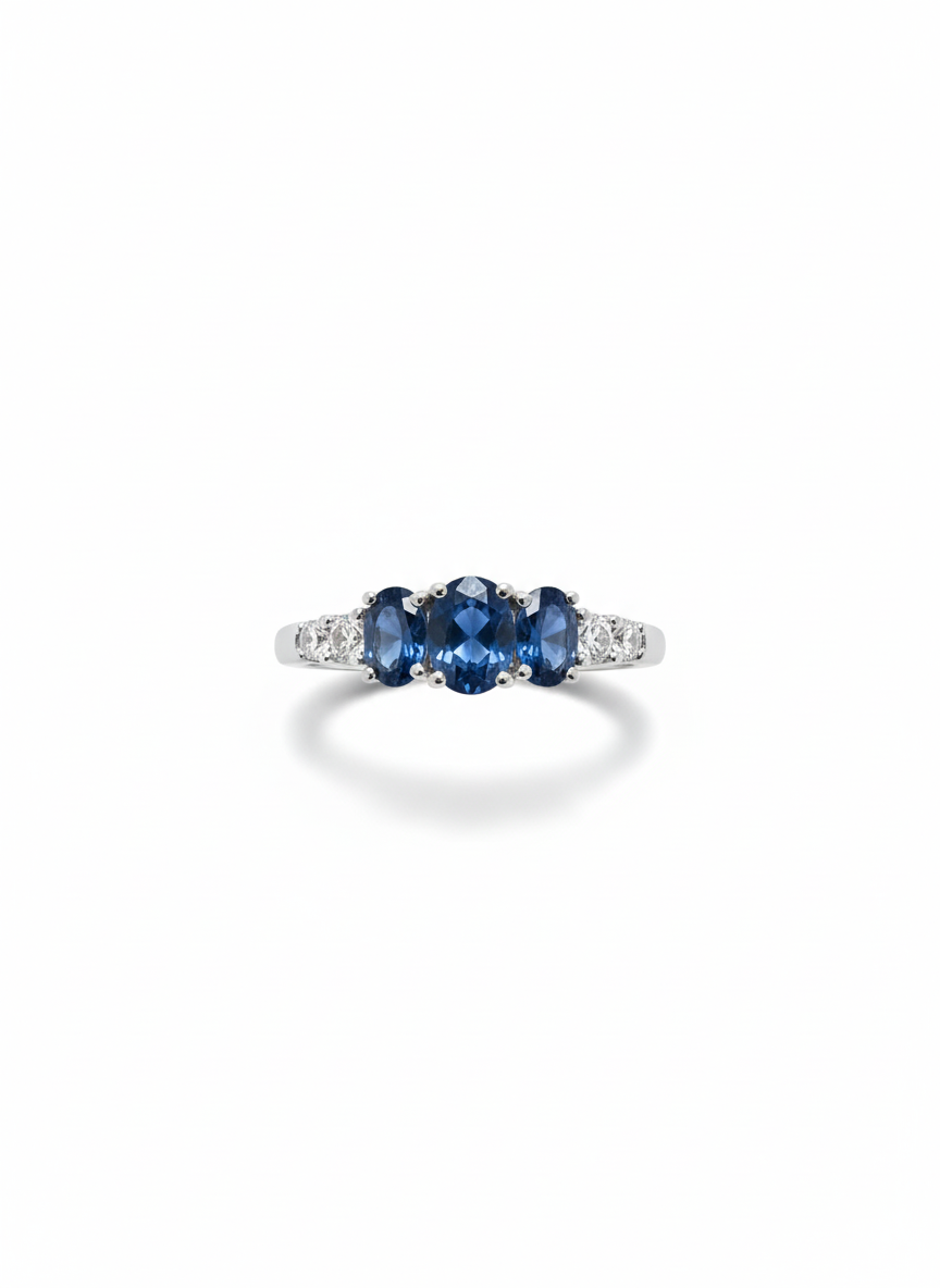 Anello in Argento 925. con zirconi Blu e Bianchi