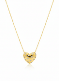 Collana in Argento 925 Placcato Oro con Zirconi Tondi e Cuore